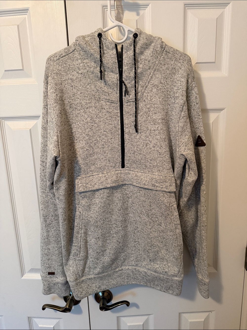 Billabong Men's Light Gray Half-Zip Hooded Pullover